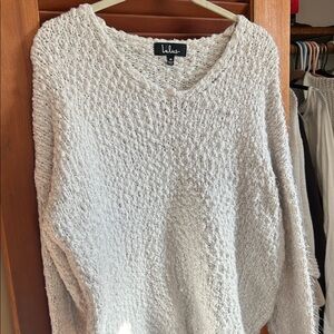 Lulu's Cream Textured V-Neck Sweater